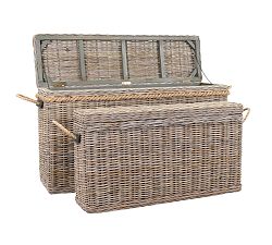 Rattan Oversized Lidded Basket, Set of 2