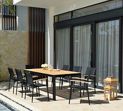 Talavera Teak Rectangular Outdoor Dining Table with Beech Dining Armchair Set