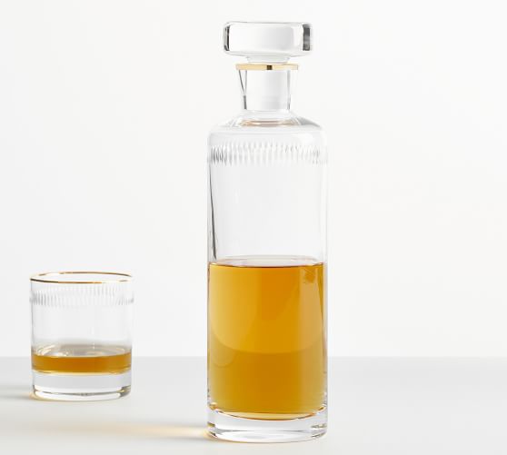 Etched Gold Rim Liquor Decanter - Thumbnail 2