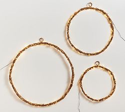 Handcrafted Rattan Rings with Twinkle Lights - Set of 3