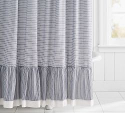 Mini Stripe Ruffled Shower Curtain