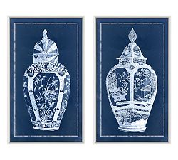 Navy Urn Framed Prints