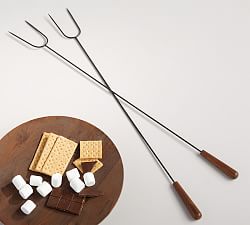 Chateau Handcrafted Wood &amp; Steel Roasting Skewers - Set of 4