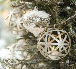 Flocked Motif Glass Ornament