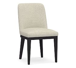 Open Box: Layton Upholstered Side Dining Chair - Performance Heathered Basketweave Alabaster White, Blackened Oak
