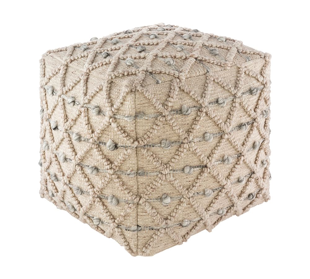 Taube Handwoven Organic Diamond Dot Pouf by Pottery Barn