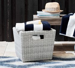 Torrey All-Weather Wicker Baskets - White Wash