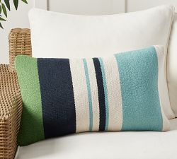 Modern Farmhouse Multi Striped Outdoor Lumbar Pillow