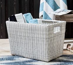 Torrey All-Weather Wicker Baskets - White Wash