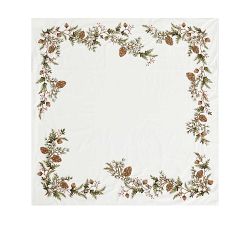 Forest Pinecone Embroidered  Cotton Table Throw
