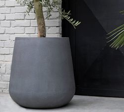 Lightweight Rounded Cylinder Fiberstone Planters
