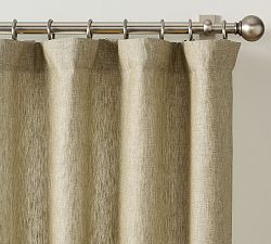 Open Box: Belgian Flax Linen Light Filtering Curtain, 50"W x 108"L - Aloe