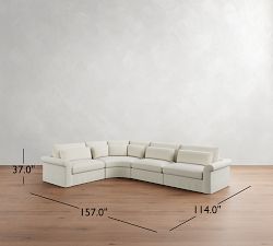 Westwood Roll Arm Deep Seat Slipcovered 4-Piece Curved Wedge Sectional (158")