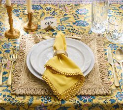 Bette Floral Block Print Cotton Tablecloth