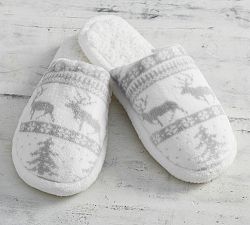 Fair Isle Plush Slippers