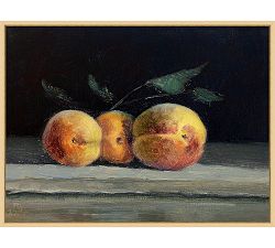 Peaches Still Life Framed Canvas
