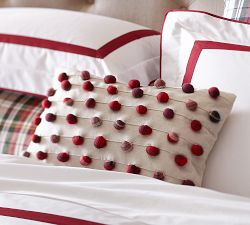 Plaid Pom Pom Lumbar Pillow Cover