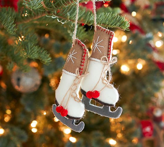 Felted Pair of Ice Skates Ornament