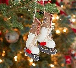 Felted Pair of Ice Skates Ornament