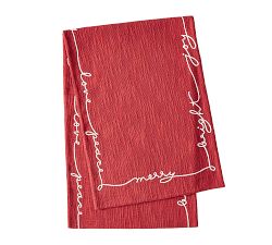 Holiday Sentiment Embroidered Cotton Table Runner