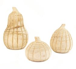Natural Wood Pumpkins, Set of 3