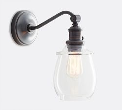 Petite Glass Curved Arm Sconce (5'')