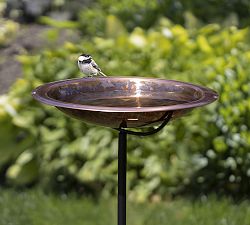 Copper Bird Bath on Garden Pole