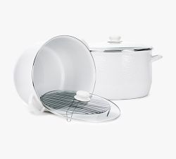 Golden Rabbit White Enamel Stock Pot, 18-Qt