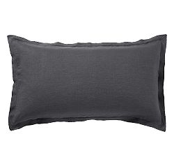 Open Box: Belgian Flax Linen Double Flange Sham, King Set of 2 - Ebony