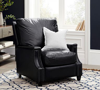 James Square Leather Recliner Chair | Pottery Barn