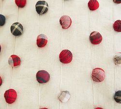 Plaid Pom Pom Lumbar Pillow Cover