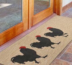 Three Roosters Hand-Tufted Outdoor Rug