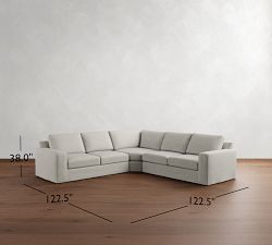 Big Sur Square Arm Deep Seat 3-Piece L-Shaped Wedge Sectional (129")