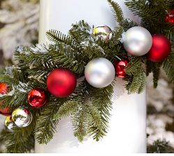 Faux Pine Ornament Wreath &amp; Garland - Red &amp; Silver