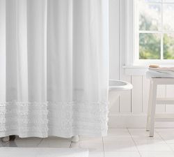 Mini Ruffle Yarn Dyed Shower Curtain