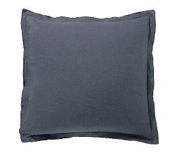 Open Box: Belgian Flax Linen Double Flange Sham, Steel Blue, Euro, Set of 2