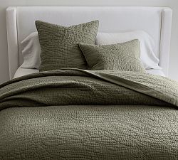 Open Box: Belgian Flax Linen Handcrafted Quilt, Twin/Twin XL - Loden