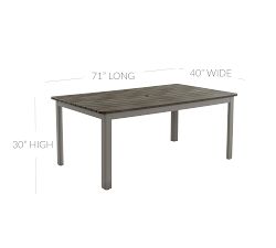 Abrego Faux Teak Rectangular Outdoor Dining Table (71")