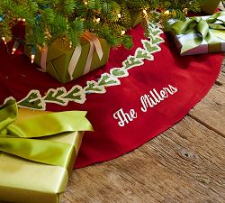 Personalized Crewel Garland Tree Skirt