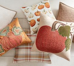 Velvet Pickstitch Pumpkin Pillow Cover