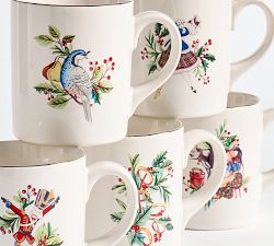 12 Days of Christmas Stoneware Mugs - Mixed Set of 12