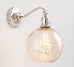 Curved Arm Mercury Glass Globe Sconce (13'')