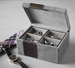 Parker Suede &amp; Leather Cuff Link Box