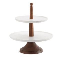 Chateau Marble &amp; Acacia Wood Tiered Stand