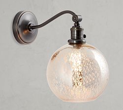 Curved Arm Mercury Glass Globe Sconce (13'')