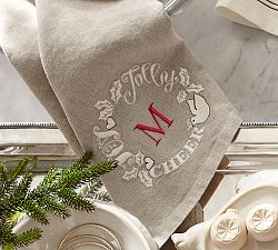 Joy Embroidered Wreath Hand Towels - Set of 2