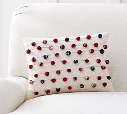 Plaid Pom Pom Lumbar Pillow Cover