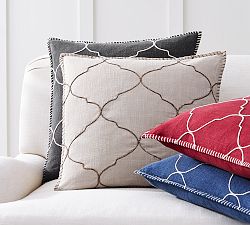 Tile Embroidered Pillow Cover
