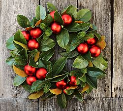 Outdoor Ornament Magnolia Wreath &amp; Garland - Red
