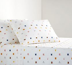 Flag Print Organic Percale Sheet Set